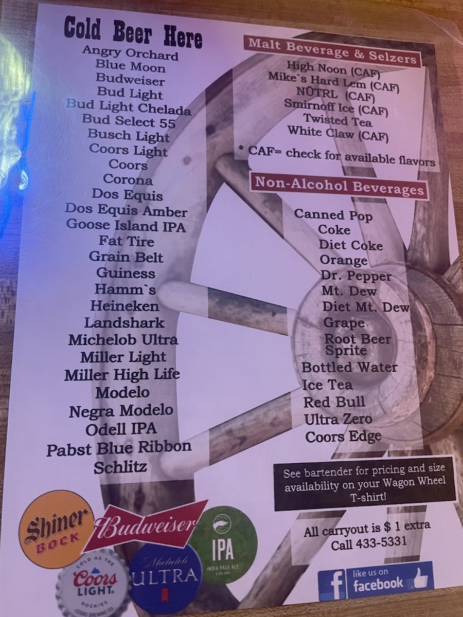 Wagon Wheel Bar Menu - Image 2